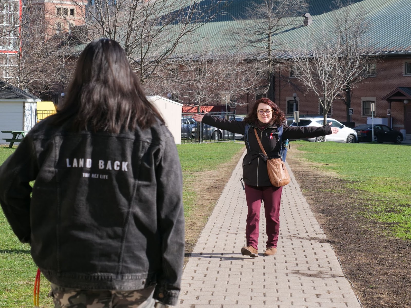 The next morning, Ariane leads the walk to the SAW Centre.