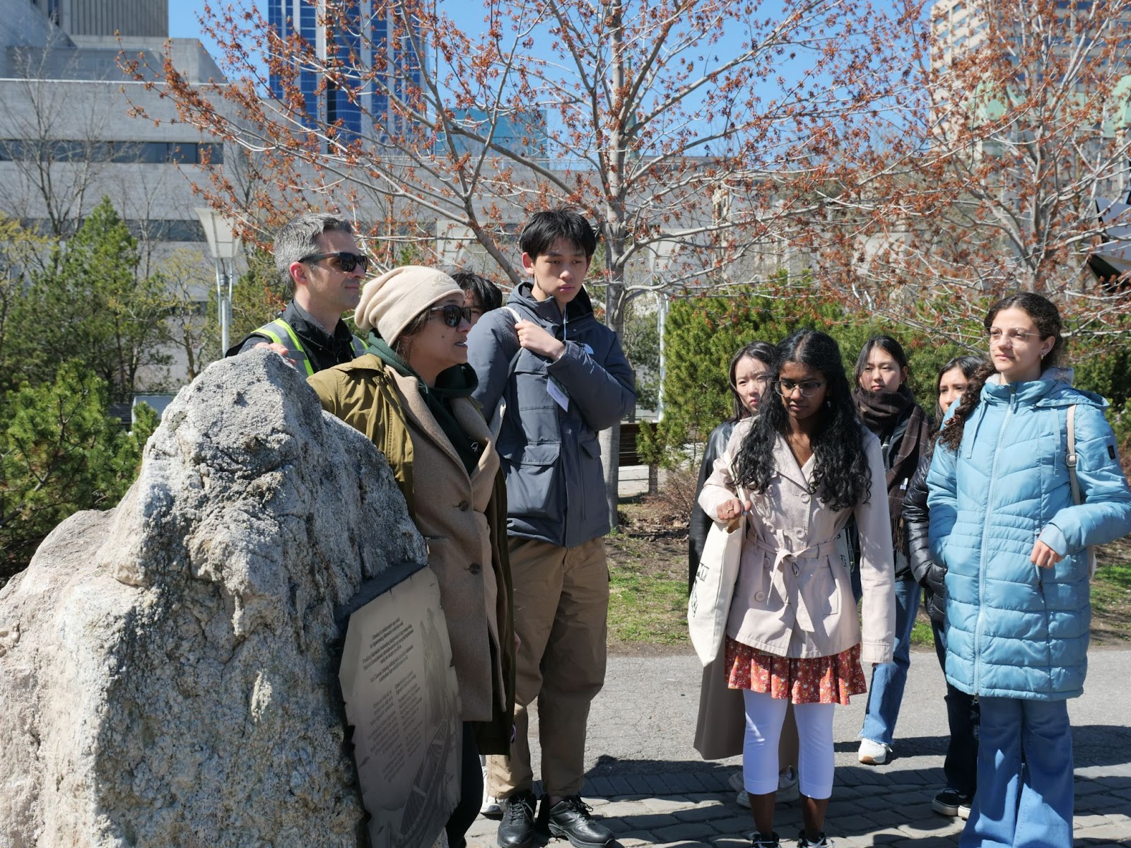 FutureVerse students are led by Jaime Morse on an Indigenous Walk throughout downtown Ottawa, learning about important Indigenous sites.