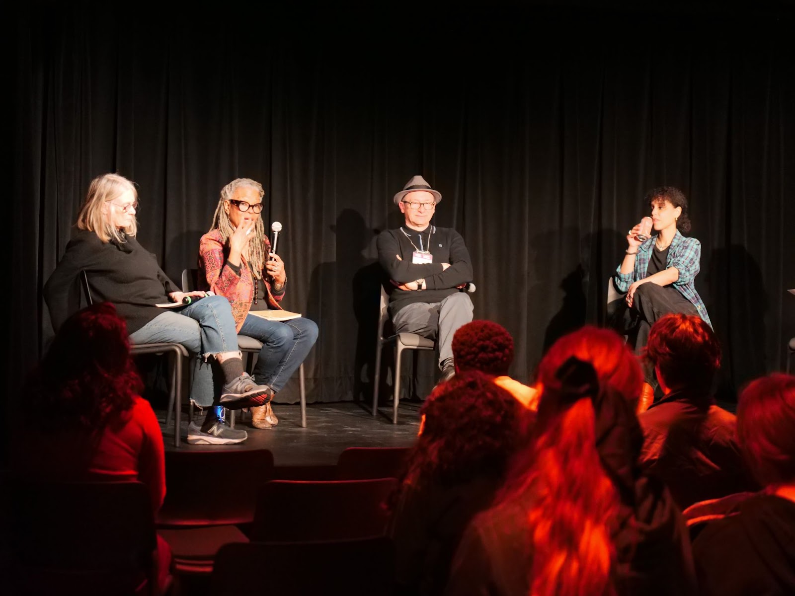 Panel discussion "Poetry During a Time of Eco-Crisis" with Susan Musgrave, Marie-Célie Agnant, Armand Garnet Ruffo, and Chloé-Savoie Bernard.