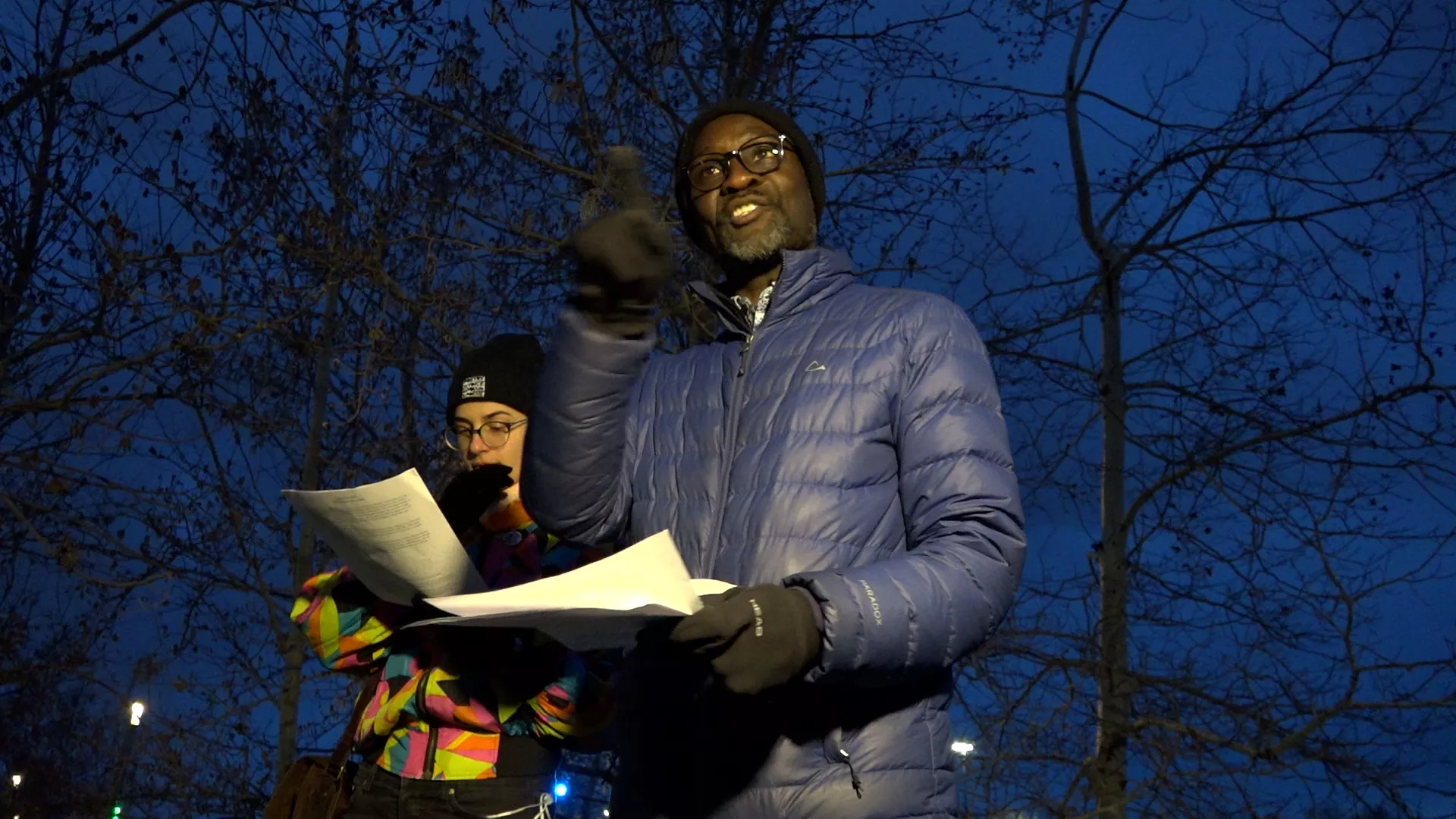 Bertrand tells the group of his experience growing up Black in Calgary, reflects on how much time has changed, and encourages students to imagine possibilities he couldn't as a child. "Yes, rivers are always falling, but rivers are always falling in love."
