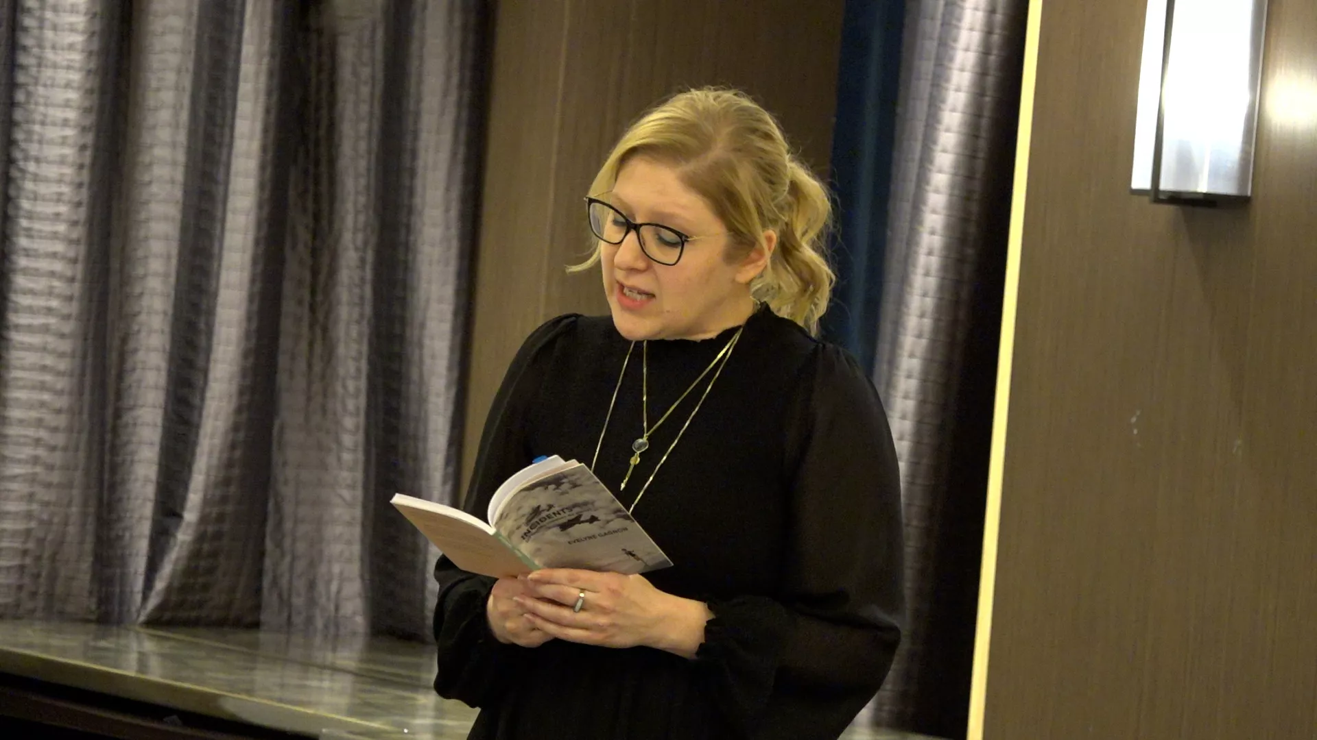 Judge Evelyne Gagnon reads from her recent book.