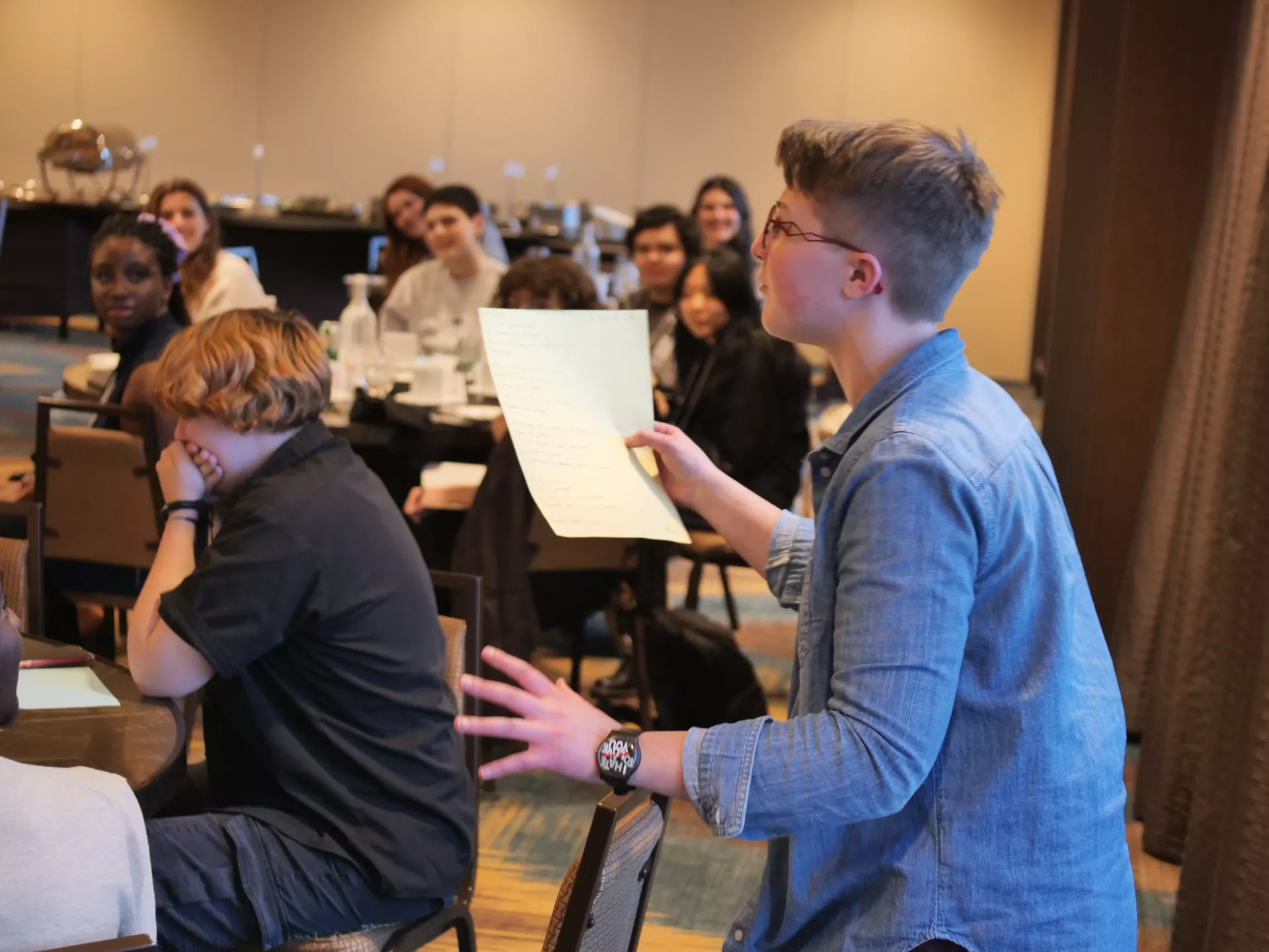 Manouan Arabel Boissonnault Émond cracks up the crowd with his Bad Poem Writing Exercise.