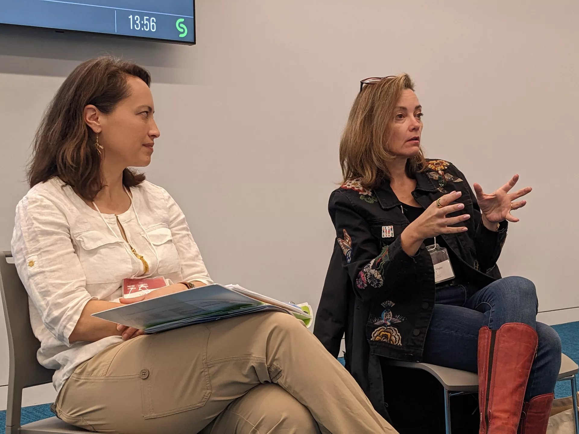 Judge Micheline Maylor answers a question during a panel hosted by Sarah Tsiang on publishing and professionalizing.