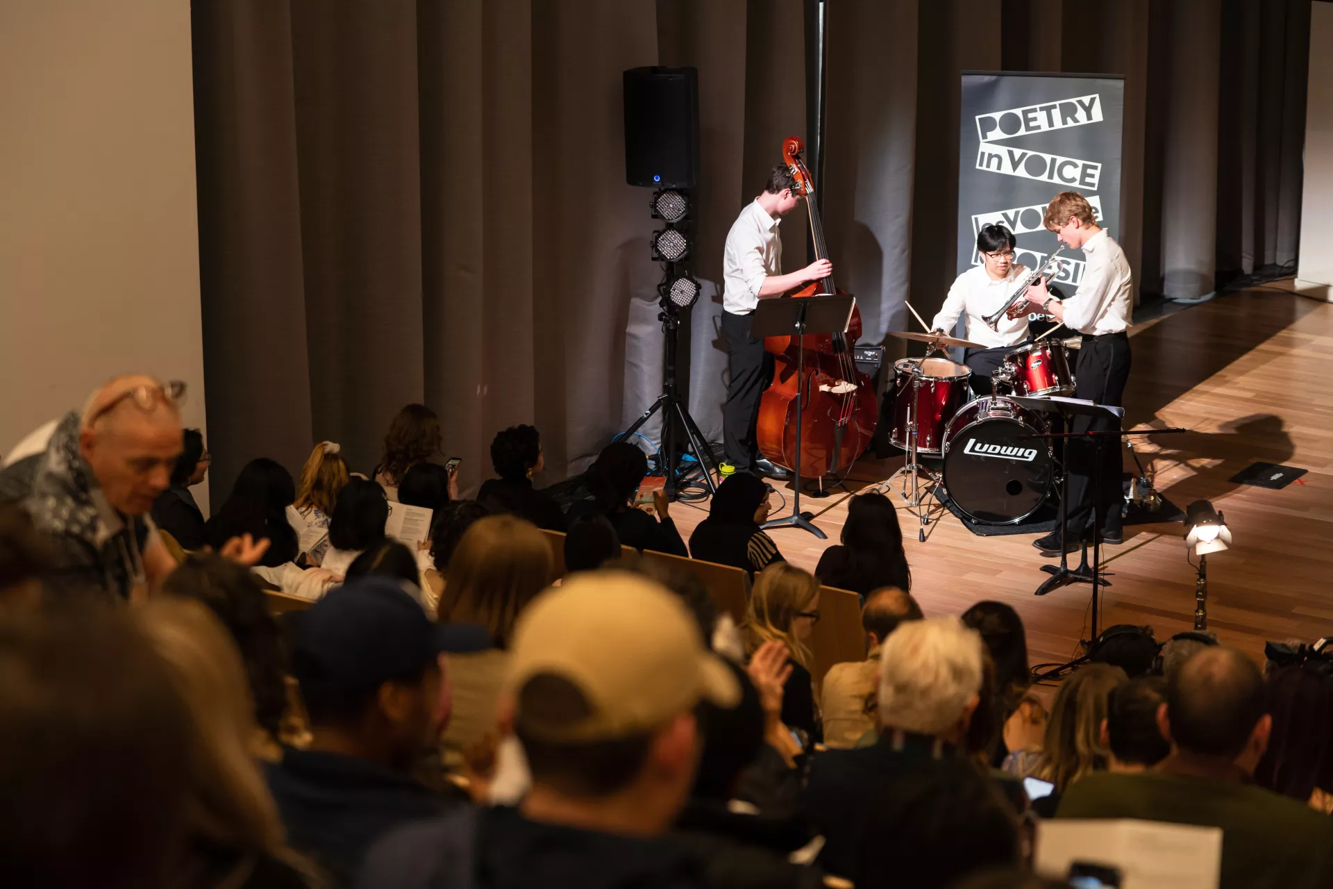 The Mt. Stellar Trio entertains the audience during the judging periods.