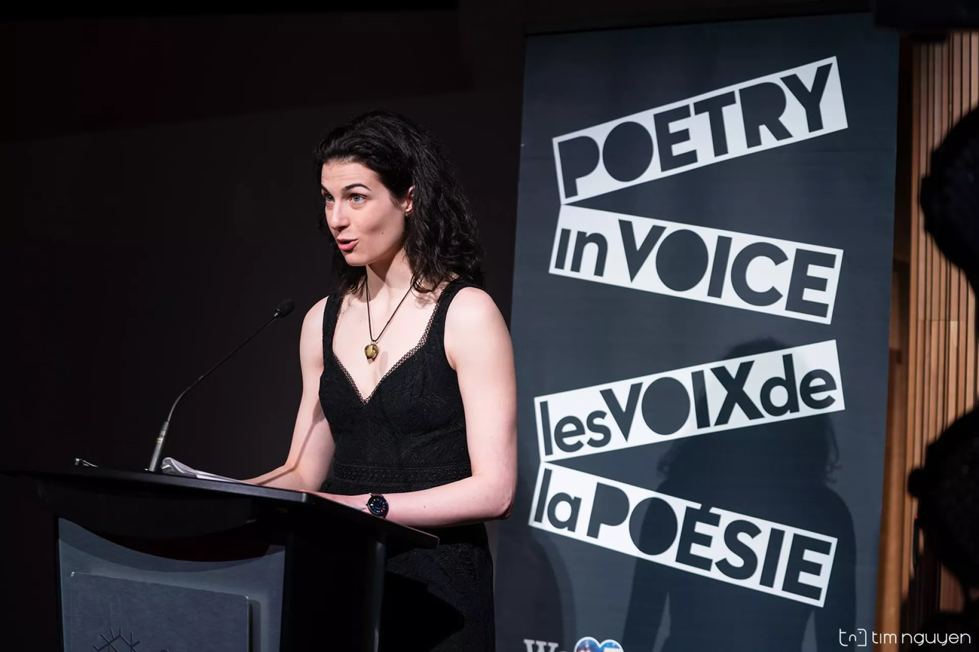 Director of Communications Liana Cusmano hosts the event in both French and English.