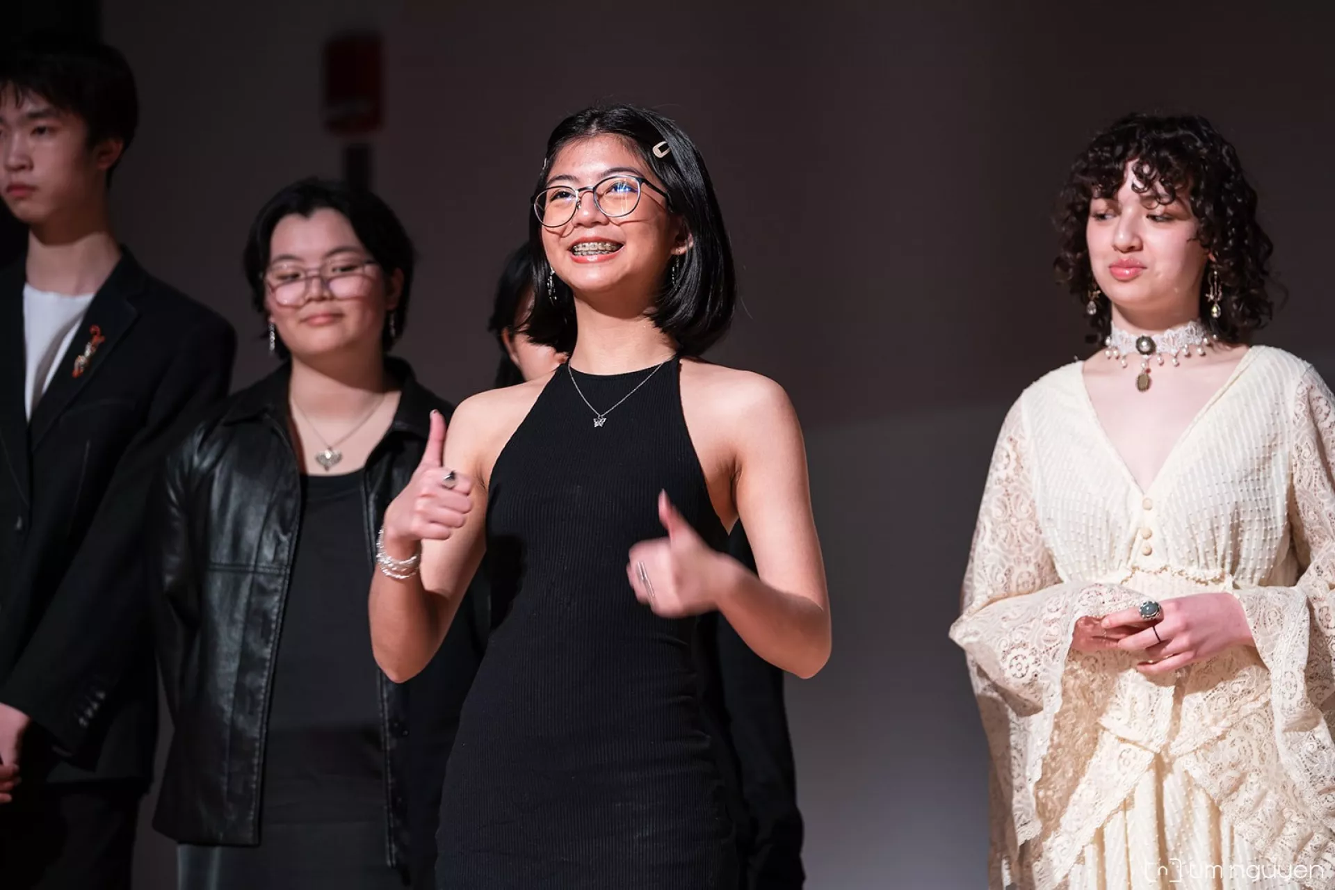 Justine Rory Ramos proudly gives the thumbs up as she's introduced.