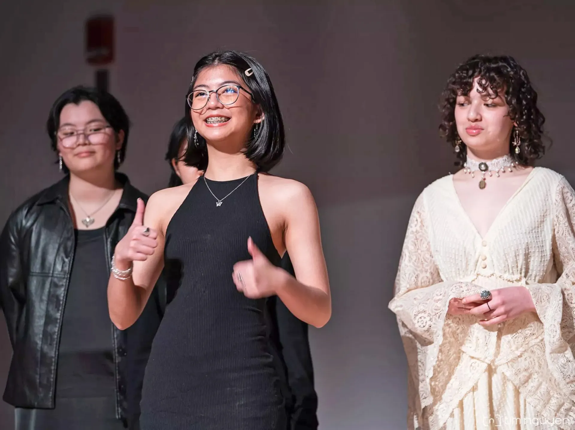 Justine Rory Ramos proudly gives the thumbs up as she's introduced.